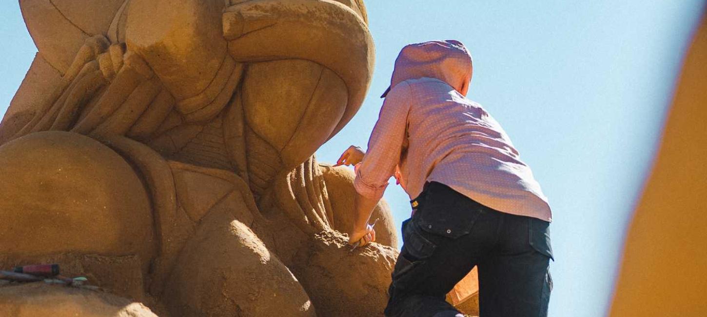 See the enormous artworks at Hundested Sand Sculpture Park.