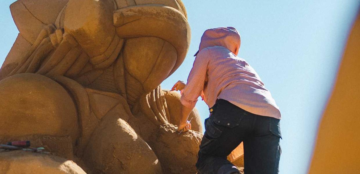 See the enormous artworks at Hundested Sand Sculpture Park.